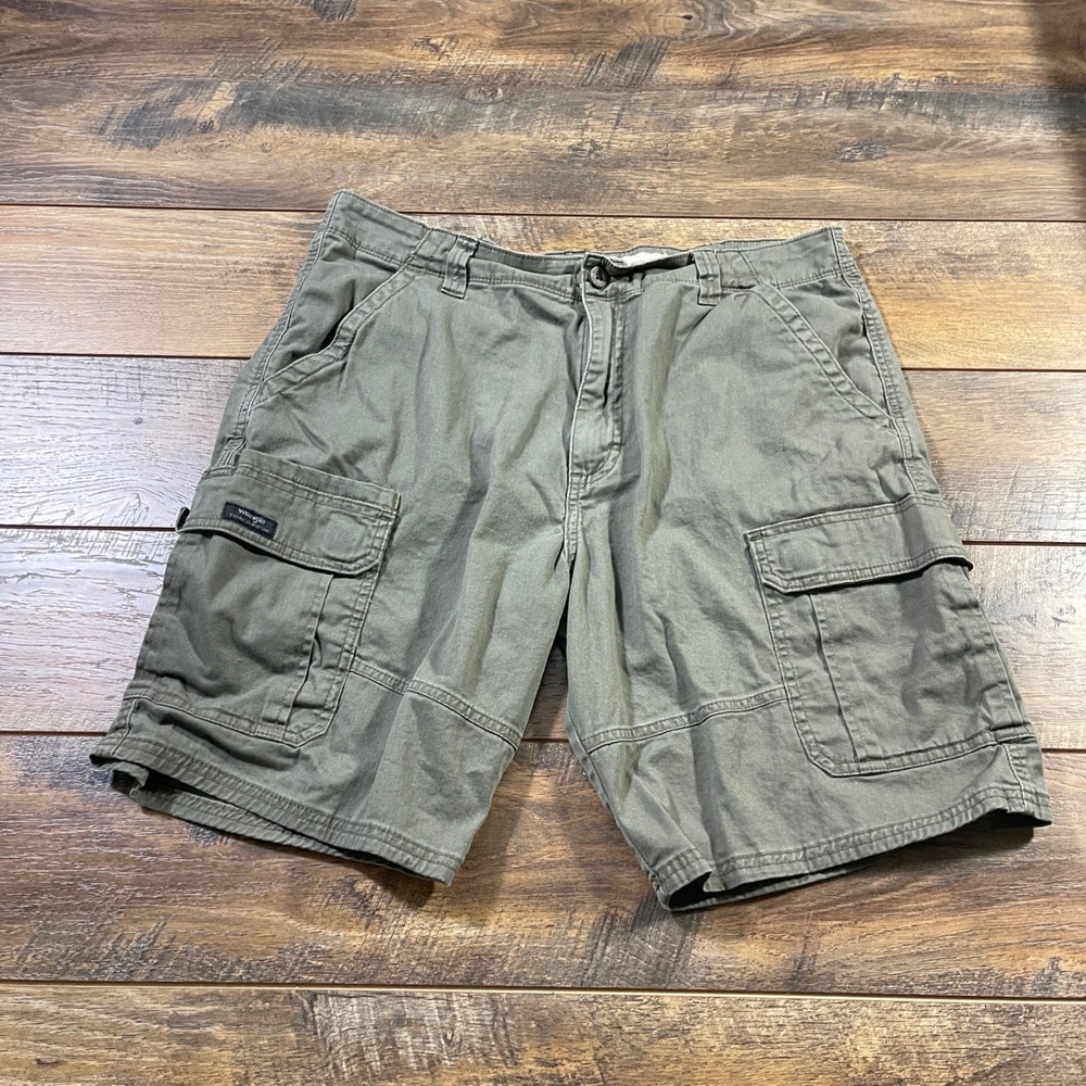 Wrangler Mens Relaxed Fit Cargo Shorts Olive Green Size 36 Stretch Gorpcore